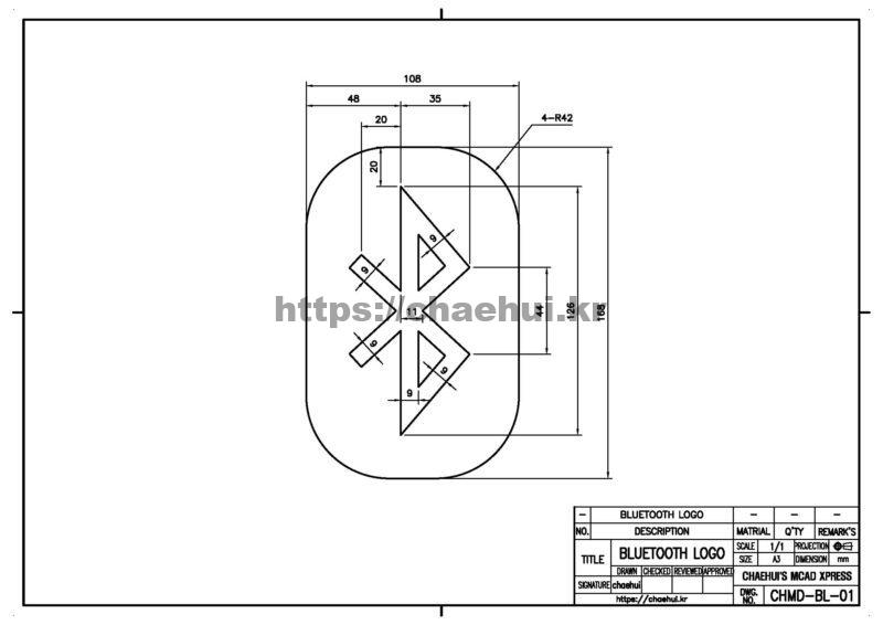 도면작도 실습도면-블루투스 로고 24 도면작도 실습도면-블루투스 로고