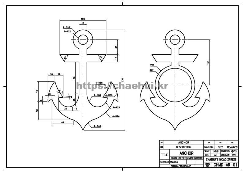 도면작도 실습도면 - 닷(ANCHOR) 21 도면작도 실습도면 – 닷(ANCHOR)