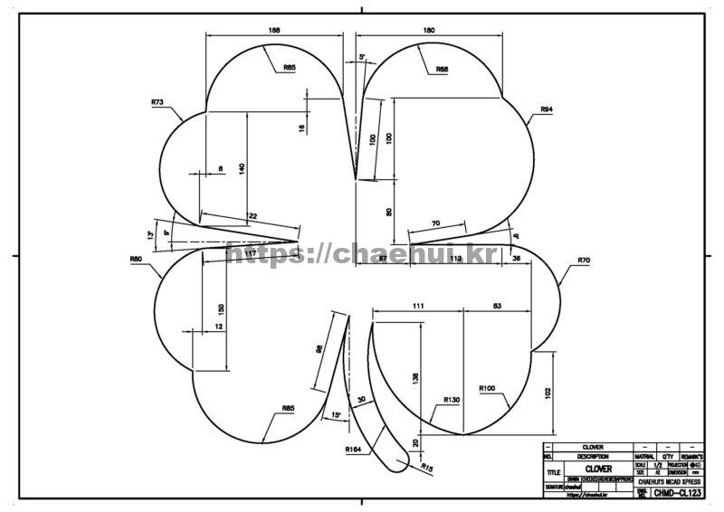 도면작도 실습도면 - 클로버 13 도면작도 실습도면 – 클로버