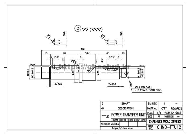 도면작도 실습도면 - 축(양단수나사), SHAFT 7 도면작도 실습도면 – 축(양단수나사), SHAFT