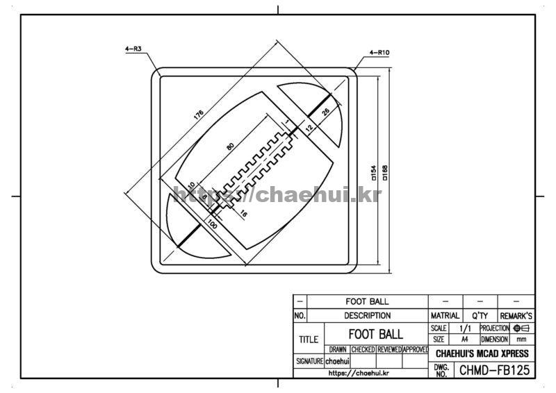 도면작도 실습도면 - 풋볼, FOOT BALL, 럭비공 12 도면작도 실습도면 – 풋볼, FOOT BALL, 럭비공