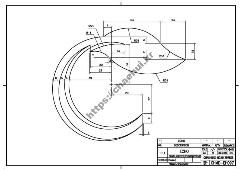 도면작도 실습도면 – ECHO(나뭇잎 심볼)
