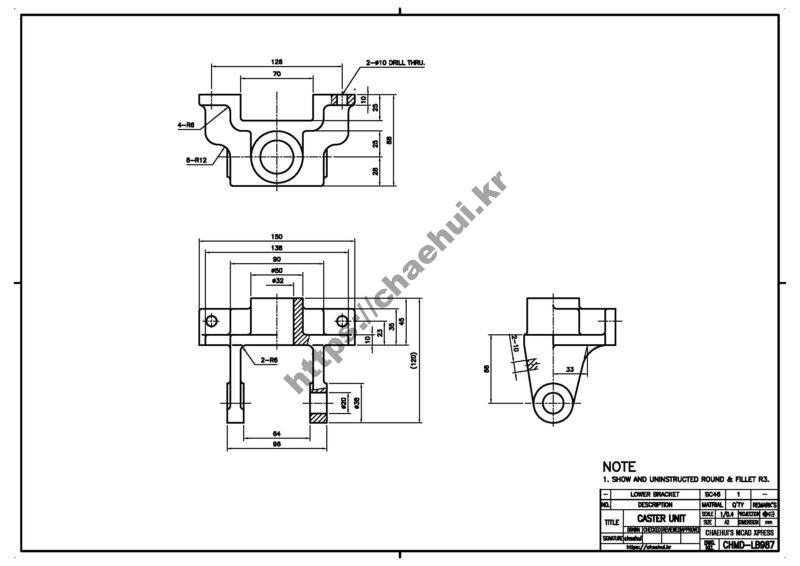 도면작도 실습도면 - 로어 브라켓(LOWER BRACKET) 6 도면작도 실습도면 – 로어 브라켓(LOWER BRACKET)
