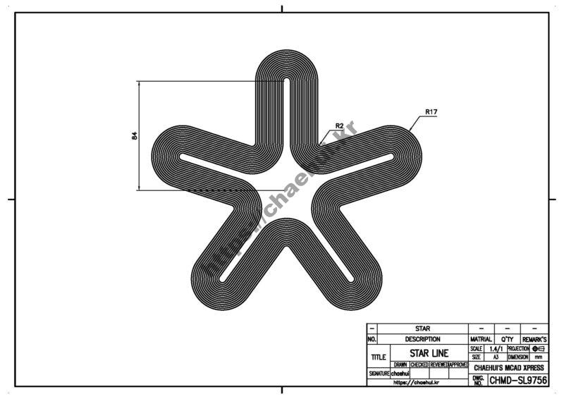 도면작도 실습도면 - STAR LINE 12 도면작도 실습도면 – STAR LINE