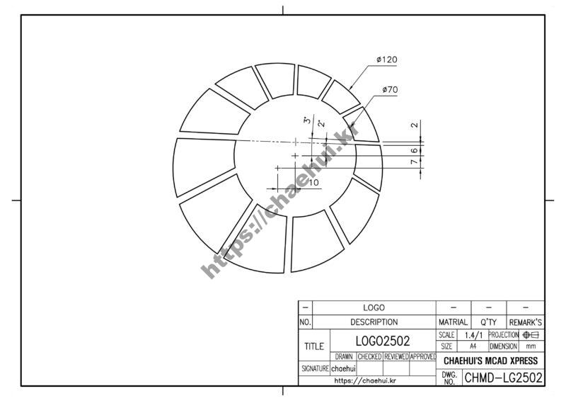 도면작도 실습도면 - 로고(LOGO2502) 11 도면작도 실습도면 – 로고(LOGO2502)