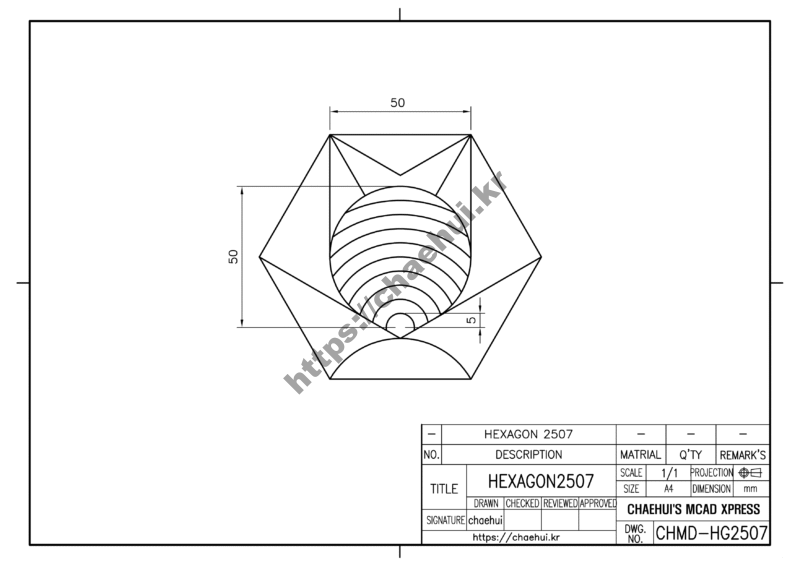 도면작도 실습도면 - HEXAGON 2507 6 도면작도 실습도면 – HEXAGON 2507