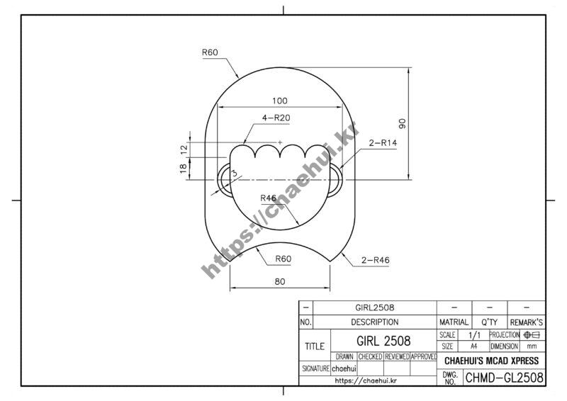 도면작도 실습도면 - 소녀(GIRL2508) 20 도면작도 실습도면 – 소녀(GIRL2508)