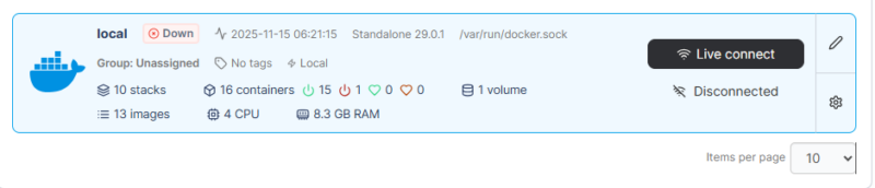 portaier 비정상 Portainer 웹브라우저 접속시 local Down – The environment named local is unreachable. 잡담 / docker, portainer, unreachable 어떻게 알게 되었나? $ docker rmi -f portainer/portainer-ce && docker rm -f portainer && docker-compose up -dError response from daemon: No such image: portainer/portainer-ce:latestError response from daemon: No such container: portainerError response from daemon: client version 1.42 is too old. Minimum supported API version is 1.44, please upgrade your client to a newer version 그래서
