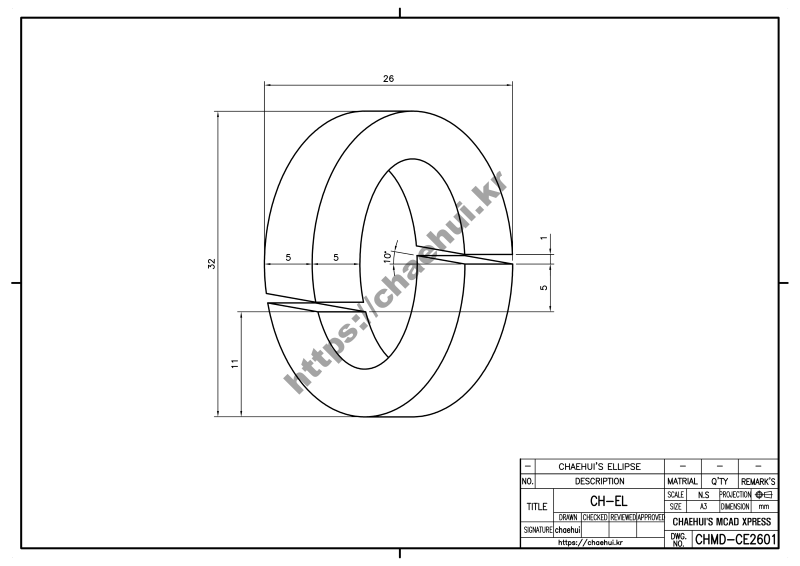 ch el 도면작도 실습도면 – 타원 Ellipse
2026년 02월 02일 / 실습도면 / CAD, CAD도면, CAD실습도면, ellipse, 도면작도, 실습도면, 캐드, 캐드실습도면, 타원
우리가 일상에서 흔히 접하면서도 그 기하학적 아름다움과 우주적 신비로움을 미처 다 발견하지 못하는 것이 많습니다.이번에는 바로 **’타원(Ellipse)’**에 대해 깊이 있고 흥미로운 이야기를 하겠습니다. 타원을 단순히 “찌그러진 원”이라고만 생각하셨다면 오산입니다. 타원은 인류의 과학적 진보와 예술적 영감의 원천이 되어왔습니다.지금부터 타원의 매력에 빠져 보겠습니다. 1. 타원이란 무엇인가? : 두 초점의 완벽한 거리 수학적으로 타원을 정의하자면, **’평면 위의 두