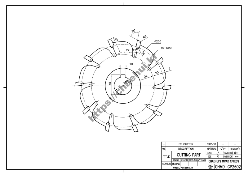도면작도 실습도면 - BS CUTTER(BLADE SIDE CUTTER) 2 BS CUTTER 🔮 🚜 날카로운 기술의 정점: 블레이드 사이드 커터(Blade Side Cutter)의 모든 것 거대한 중장비의 ‘발톱’, 그 날카로운 비밀은 무엇인가! 매일 출근길이나 산책길에 마주치는 공사 현장에서 육중한 포크레인이 땅을 파는 모습을 본 적이 있으실 겁니다.단순히 힘으로만 땅을 파는 것 같지만, 사실 그 끝에는 정교한 과학과 공학이 숨겨져 있다는 사실을 알고 계셨나요? 거친 암반을 깎아내고 단단한 지면을